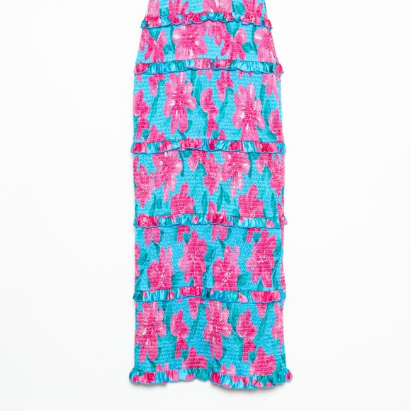 Show Me Your Mumu Stella Smocked Dress Garden Party Blue - Size S - Picture 6 of 16